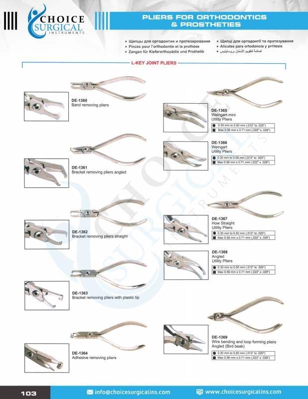 Pliers For Orthodontics & Prostheties